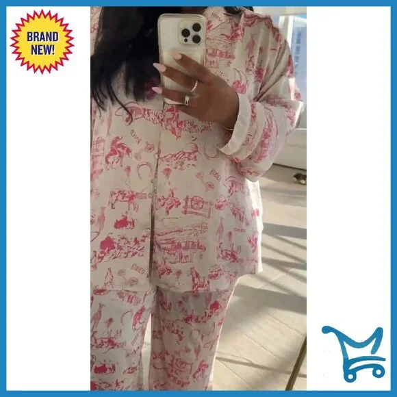 Satin Pajama Set Long Sleeve Button Down Lounge Wear Women's Sleepwear
